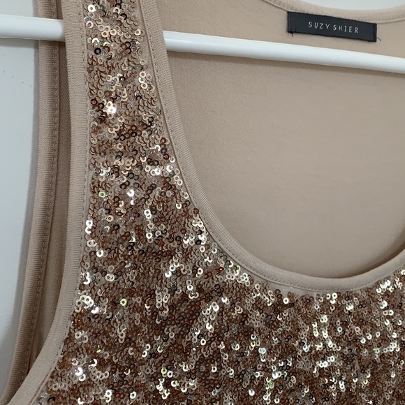 SUZY SHIER GOLD SEQUINNED SLEEVELESS TOP SIZE M - Picture 3 of 6